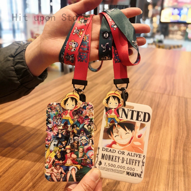 1 Set Bao Đựng Thẻ Có Dây Đeo Cổ In Hình Anime One Piece