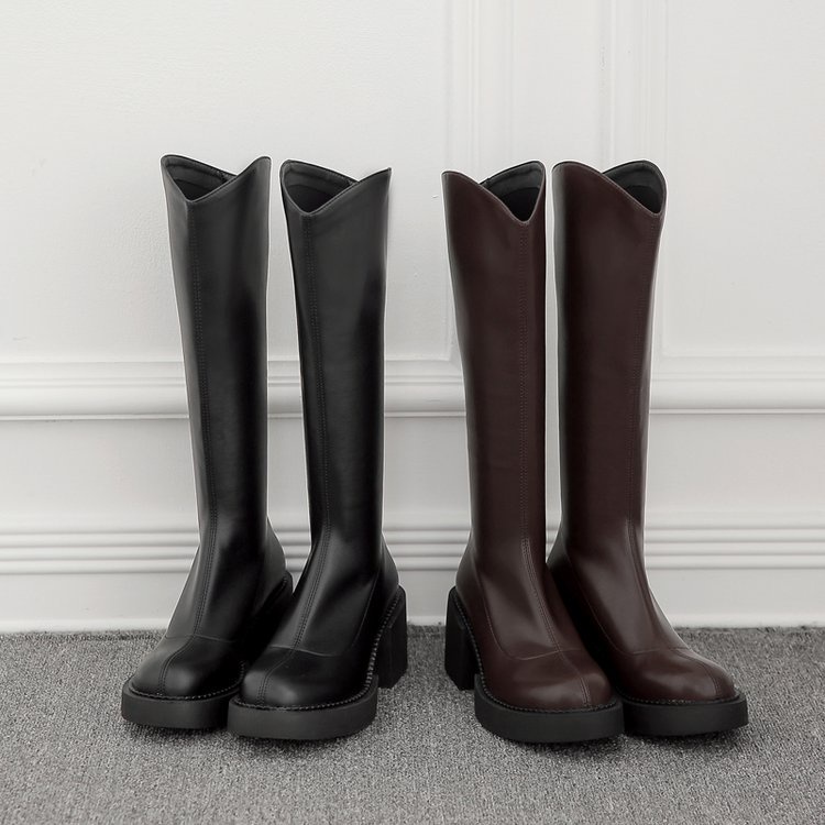 Giày bốt cổ cao mũi tròn khóa kéo năng động dành cho nữ | BigBuy360 - bigbuy360.vn