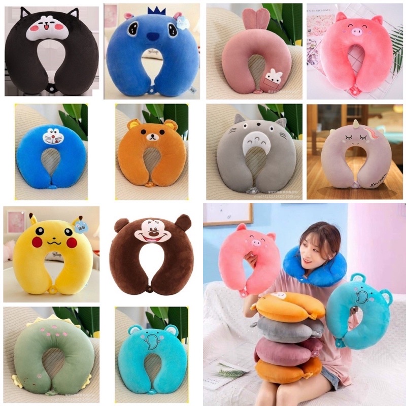 Gối Chữ U Văn Phòng Hình Thú Ngộ Nghĩnh , Gối Tựa Cổ Đi Máy Bay, Ô tô, Đi Du Lịch Ruột Bông Cao Cấp