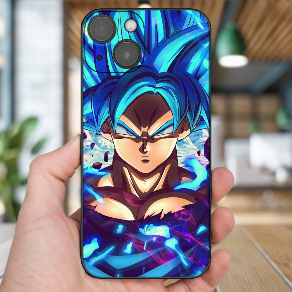 Ốp lưng iPhone 13 dẻo đen cạnh vuông in hình Goku Dragon Ball