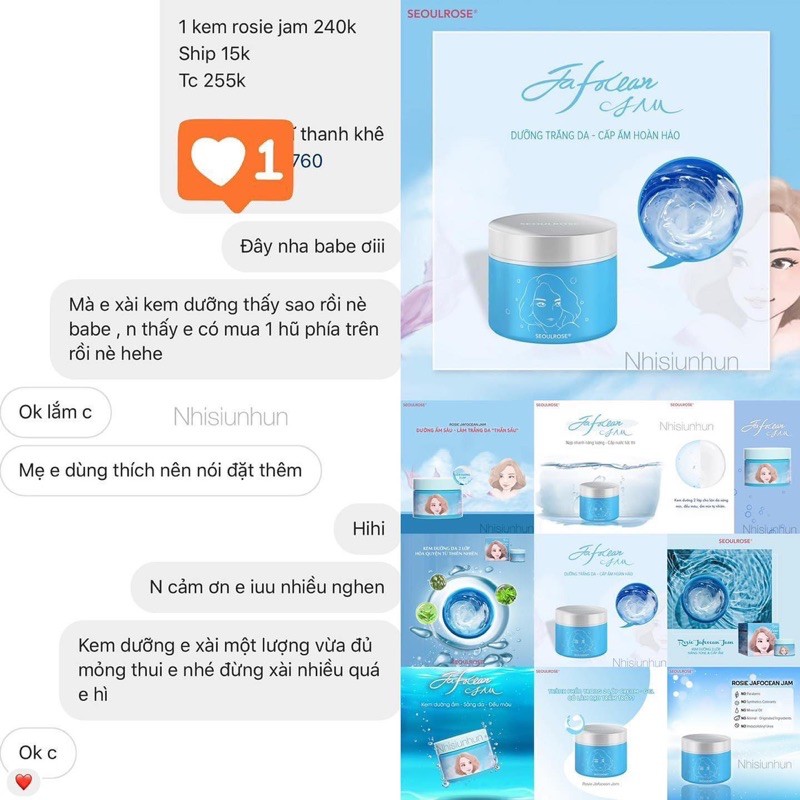 Kem dưỡng ẩm trắng da SeoulRose Rosie Jafocean Jam Cream