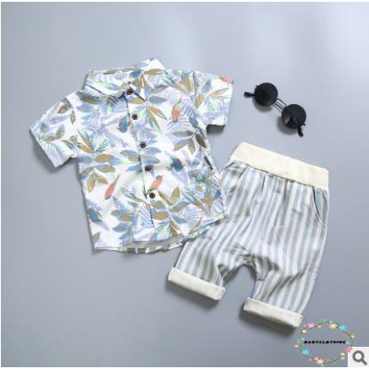 Set áo thun ngắn tay cổ tròn + Quần short đáng yêu cho bé trai