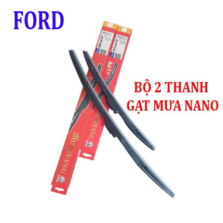 Sản Phẩm Bộ 2 thanh gạt nước mưa ô tô đa năng Nano cao cấp dành cho hãng xe Ford: Transit-Ecosport-Everest-Focus-Fiesta-