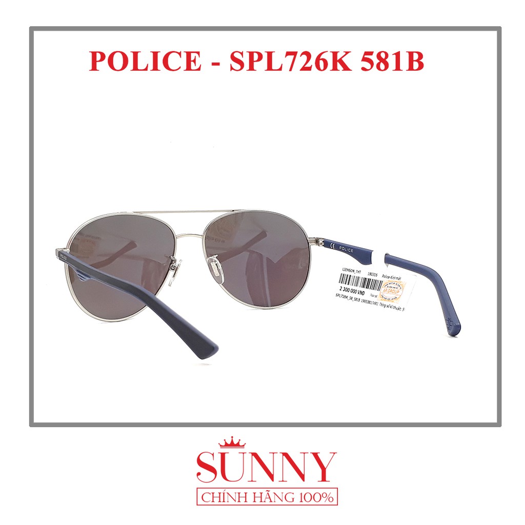 Kính mát thời trang chính hãng Police SPL726K nhiều màu, thiết kế dễ đeo bảo vệ mắt