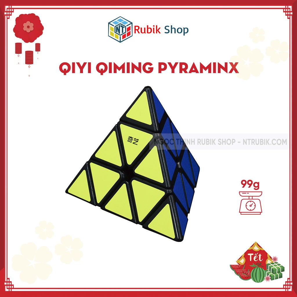 Đồ chơi rubik Kim Tự Tháp Pyraminx - QiYi A Qiming Pyraminx Black (Màu Đen) - ngocthinhrubik