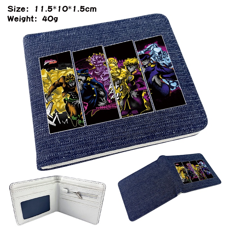Ví Ngắn Chất Liệu Denim In Họa Tiết Hoạt Hình Jojo 'S Bizarre Adventure Thời Trang Cho Nam Và Nữ