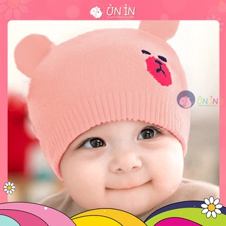 Nón len hình gấu trùm đầu ngộ nghĩnh cho bé trai bé gái, nón sơ sinh dễ thương cho bé size 0-12M UNIN - N116