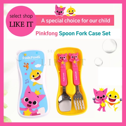 Bộ muỗng nĩa 3D Charactors PINKFONG BABY SHARK KIDS quà tặng miễn phí vận chuyển từ Hàn Quốc