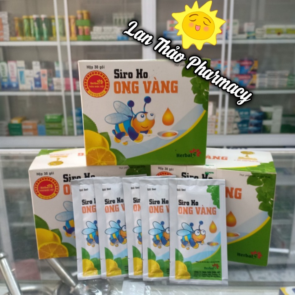 Siro ong vàng hộp 30 gói hỗ trợ điều trị viêm họng giảm ho tan đàm hiệu quả cho bé