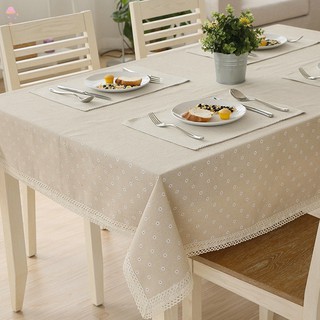 Khăn trải bàn vải lanh cotton họa tiết hoa xinh xắn