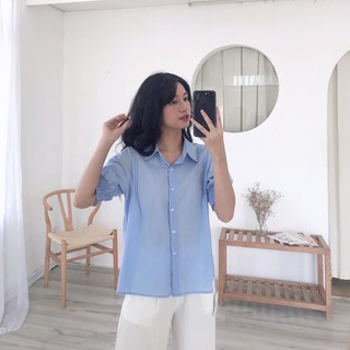 sơ mi cổ đức thô tay lỡ