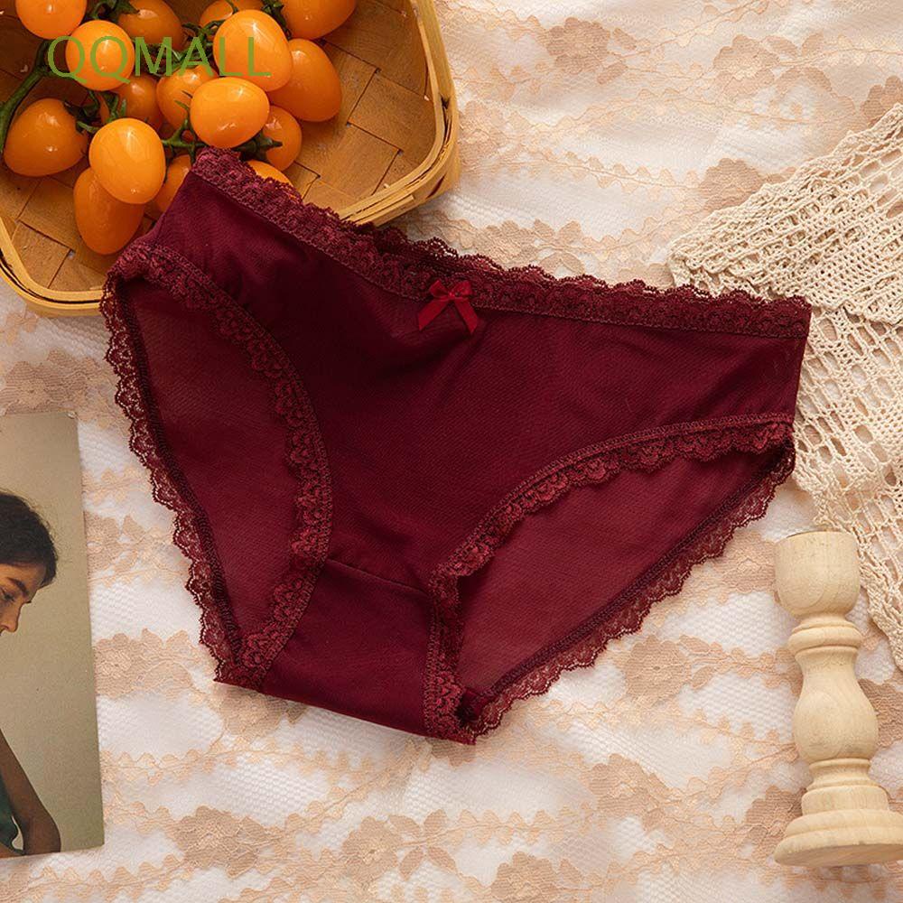 Quần lót cotton phối ren có độ co giãn thiết kế đính nơ phong cách Hàn Quốc gợi cảm cho nữ