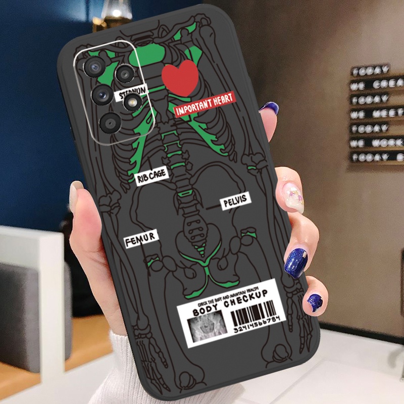 Ốp Điện Thoại Cạnh Vuông In Hình Bộ Xương Đáng Yêu Cho Samsung Galaxy S22 Ultra S21 FE A33 A53 A73 A03S M32 M22