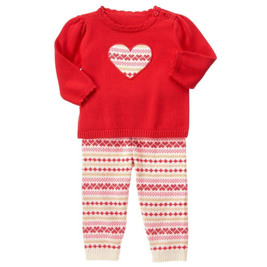 Bộ len giữ ấm cho bé gái chính hãng nhập từ Mỹ - Gymboree Fair Isle Set - Holly Red