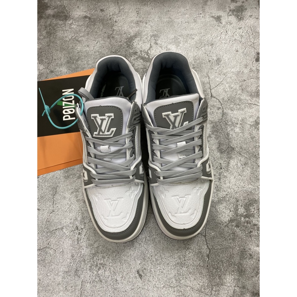 [ẢNH THẬT]Giày LV Trainer 2 màu GREY XÁM, Full White  Full box, tặng kèm tất