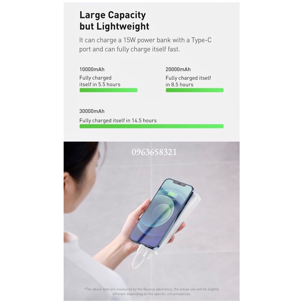 Pin sạc dự phòng Baseus 20000/10000mAh sạc nhanh 15W cho iPhone, Samsung,...