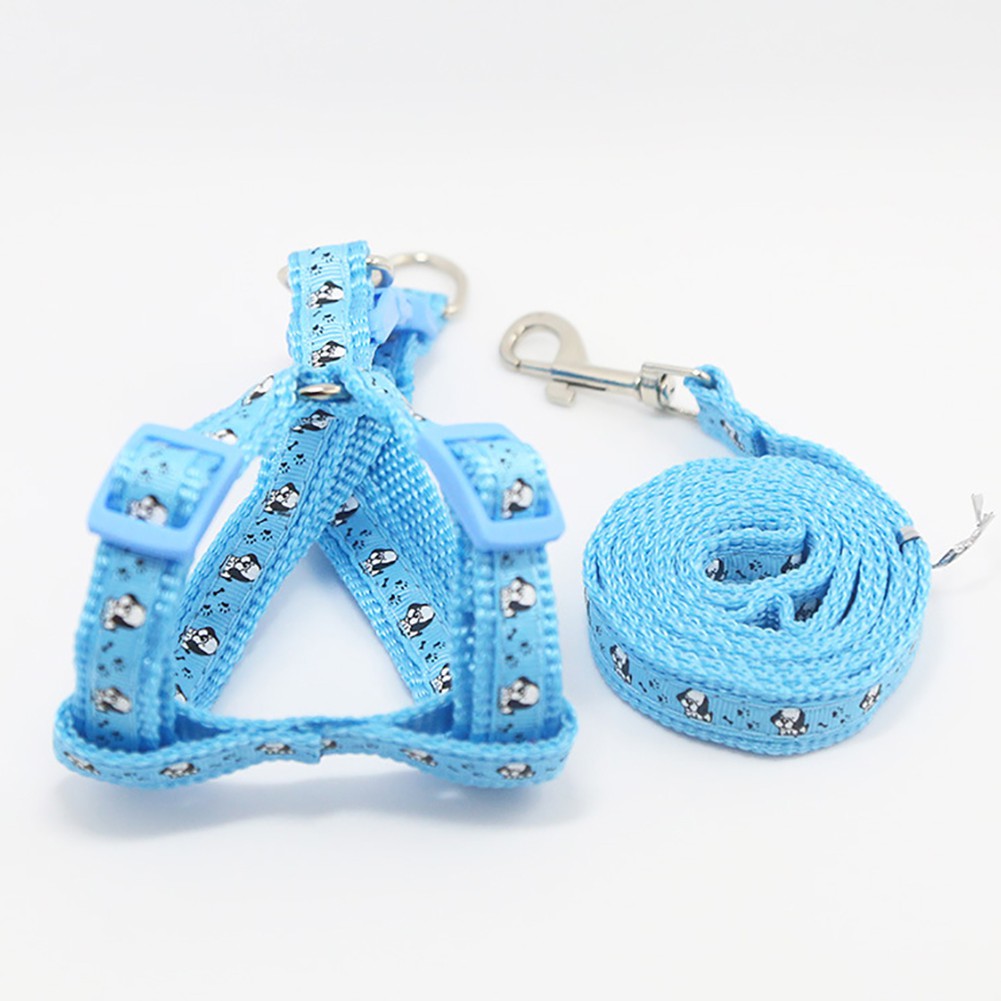 Bộ Dây Nịt Ngực Và Dây Buộc Dắt Cún Đi Dạo An Toàn Và Tiện Lợi Chất Liệu Nylon Màu Sáng Đẹp Mắt