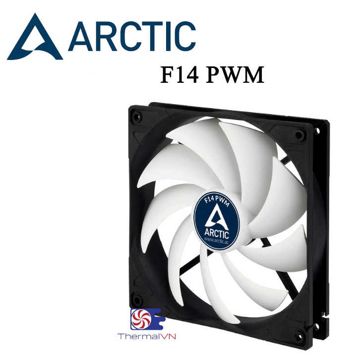 Quạt Fan case 14cm Arctic F14 PWM - Trắng/Đen, điều tốc PWM, Arctic fan case 140mm