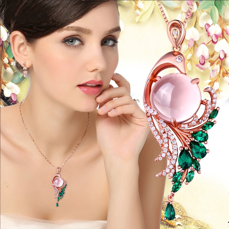 Màu Hồng Pha Lê Nữ Ngọc Pha Lê Hồng Xương Đòn Dây Chuyền Nữ Hoa Hồng Vàng Dây Chuyền Ngọc