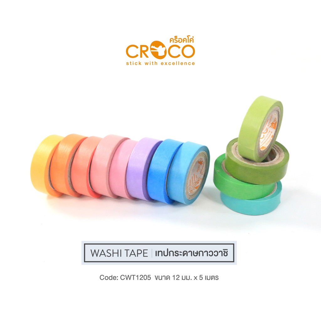 Giấy keo CROCO Washi Màu Pastel 12mm. x 5 mét CWT1205