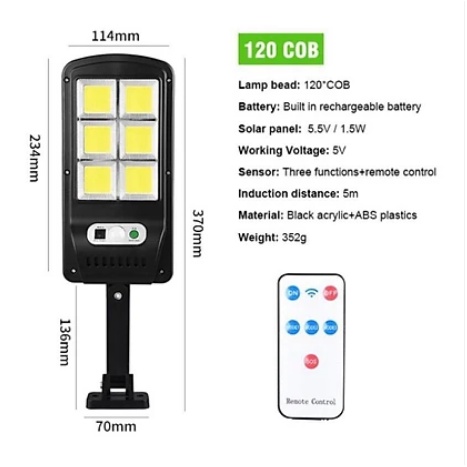 Đèn năng lượng mặt trời liền thể 120 LED COB siêu sáng