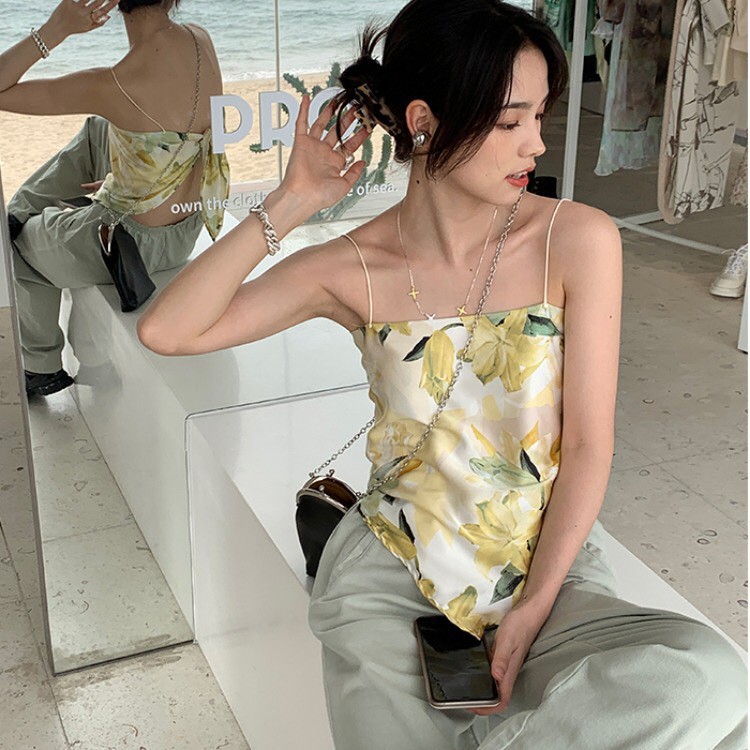 Áo hai dây khăn lụa mã 6063