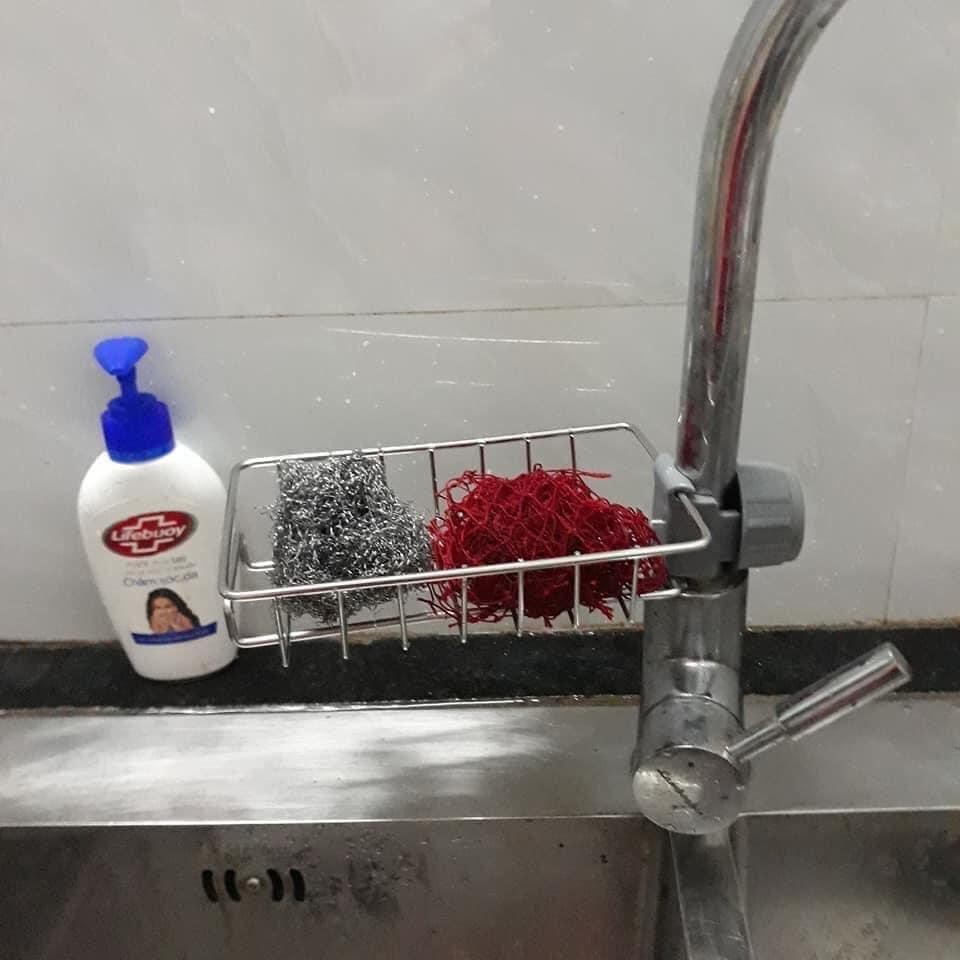 Giá Treo Bồn Rửa Bát Inox 304 Không Gỉ, Kệ Gắn Vòi Để Đồ Giẻ Rửa Bát-Tiện lợi,giá rẻ