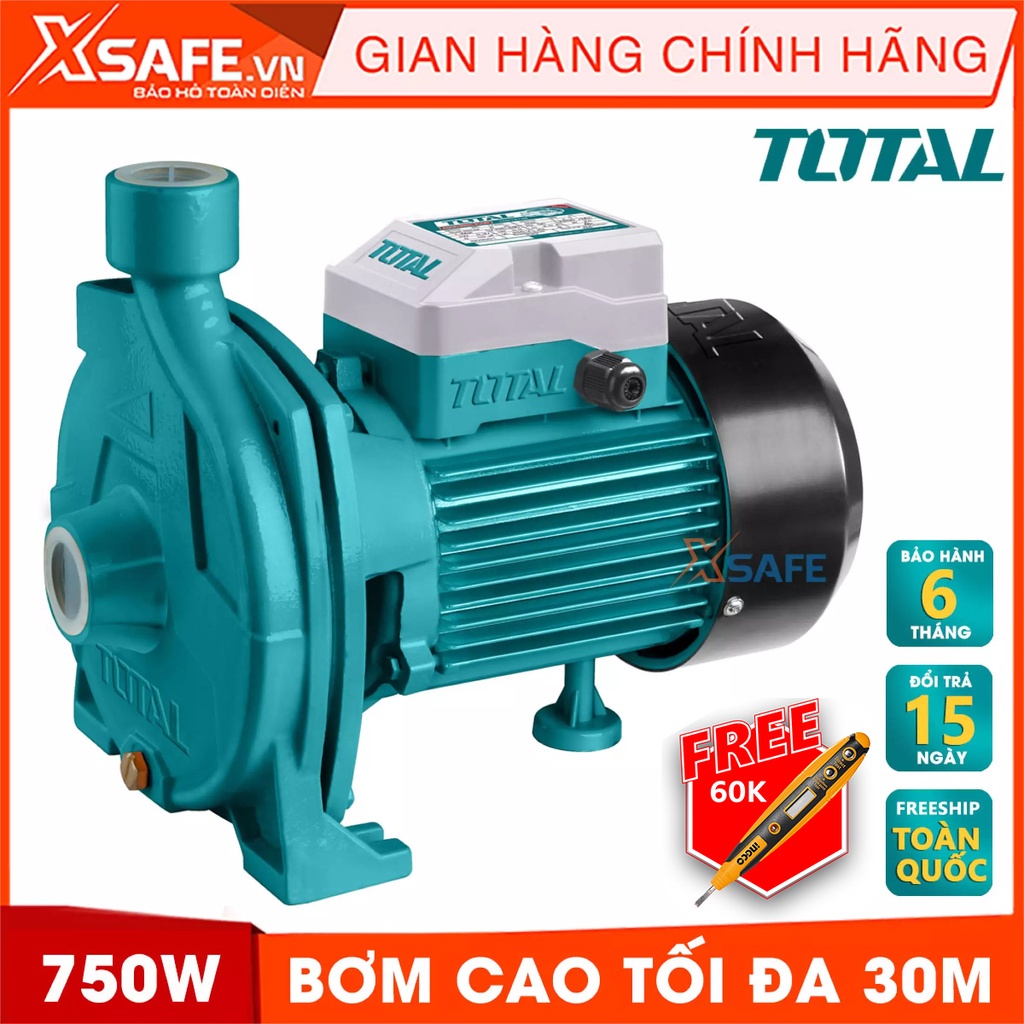 Máy bơm nước 750W TOTAL TWP27506 motor dây đồng Máy bơm nước Total chiều cao bơm tối đa 30m, lưu lượng tối đa 60 lít/ph