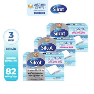 [BN123] Bộ 3 hộp Bông trang điểm (bông tẩy trang) Silcot 82 miếng/hộp