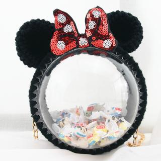 Nguyên liệu tự làm túi nhựa acrylic trong suốt phối len hình Minnie đáng yêu