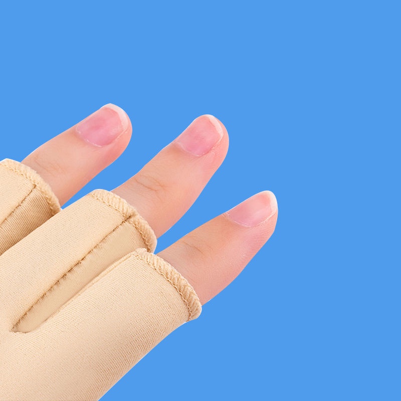 Găng tay hở ngón 2 lớp bằng lụa lạnh mỏng thoáng khí chống trượt chống nắng tiện lợi cho nữ