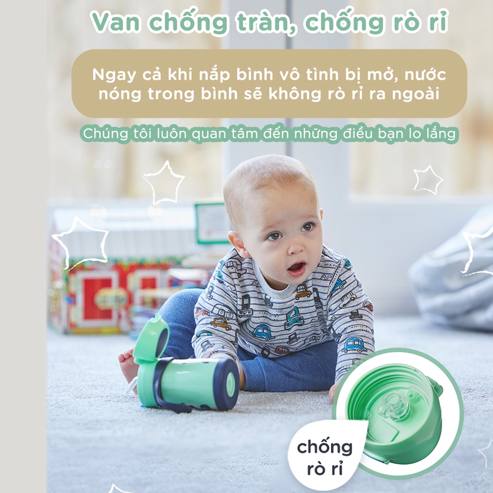 Bình uống nước Inox giữ nhiệt có ống hút và tay cầm cho bé Tommee Tippee 280ml từ 12 tháng