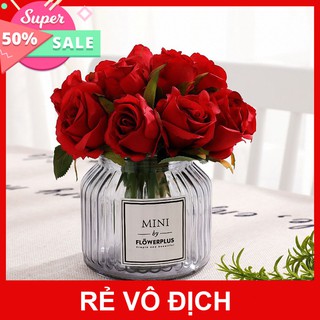 [hoa giả]Bó hoa hồng 12 bông - làm từ nhựa và vải -[T7S27.4-[2019]]