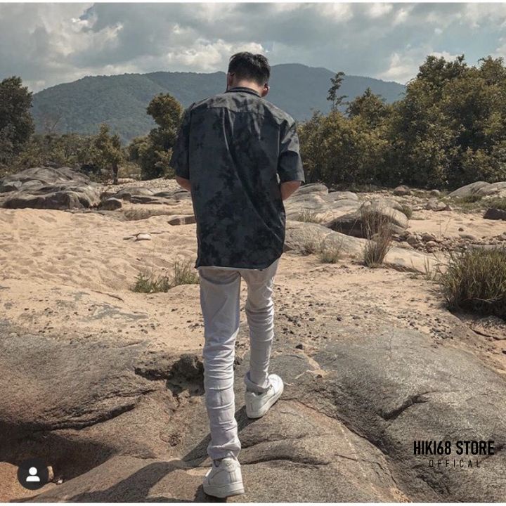 Áo Sơ Mi Cộc Tay Họa Tiết Loang Unisex/Áo Sơ Mi Tay Lỡ Có Cổ Trẻ Trung Năng Động | BigBuy360 - bigbuy360.vn