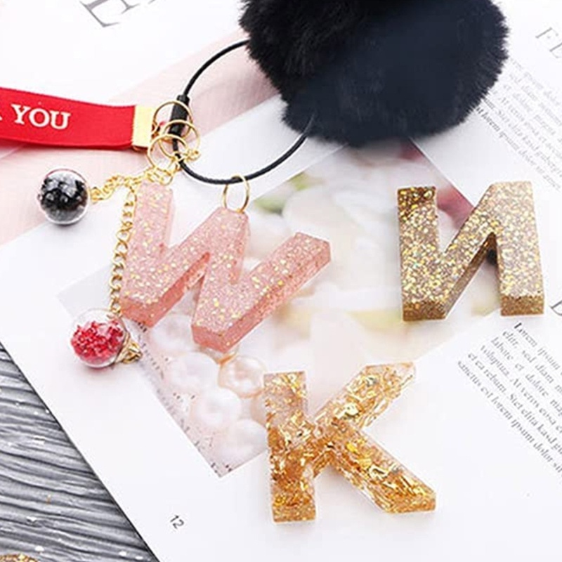 Sa Khuôn Silicon Làm Móc Khóa / Trang Sức Hình Chữ Cái DIY