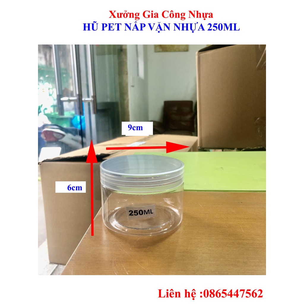 Combo 10 Hũ Nhựa PET Nắp Nhựa 250ml - Hộp Nhựa Thực Phẩm Đựng Đồ Khô Ngũ Cốc
