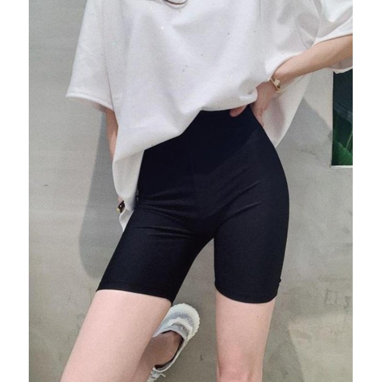 Quần legging đùi nữ thun cạp cao biker lửng ngố đồ dáng ôm bó lưng thun bigsize tập gym yoga | BigBuy360 - bigbuy360.vn