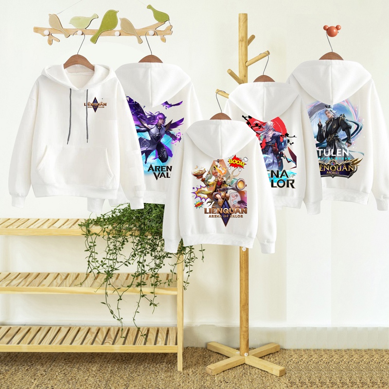 Áo hoodie Liên Quân Mobile nhiều mẫu cực chất màu trắng đủ size từ 15-86kg