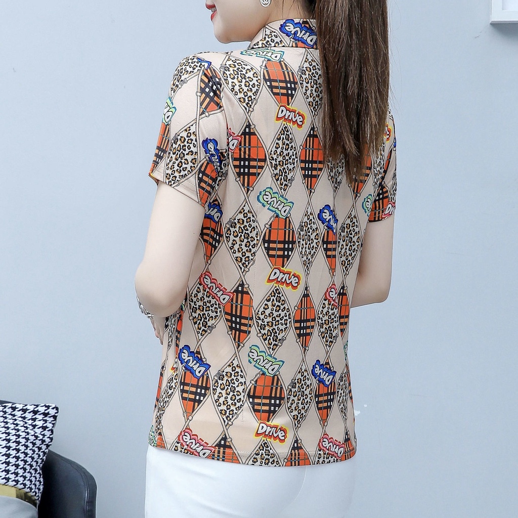Áo Sơ Mi Ngắn Tay Mỏng Che Bụng Thời Trang Mùa Hè Mới Cho Phụ Nữ Trung Niên