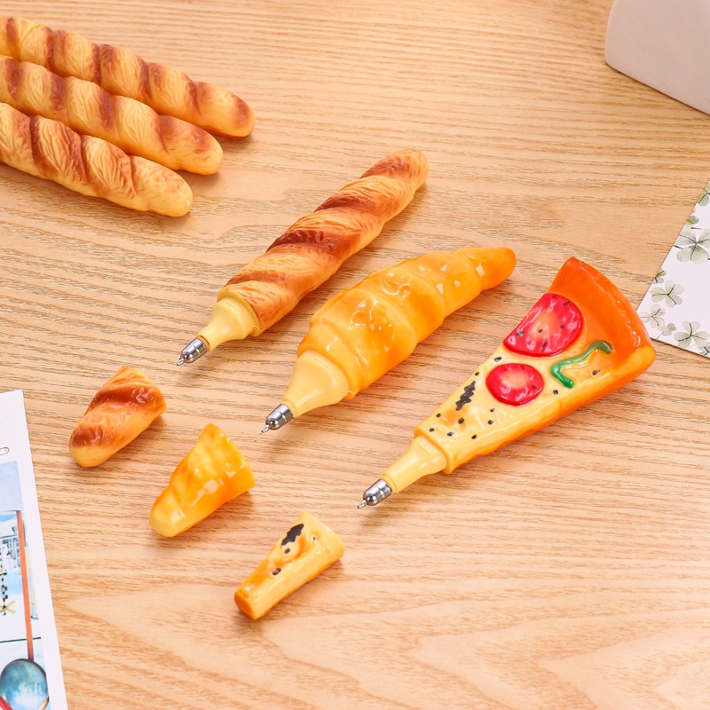 Bút Bi Mực Đen Hình Bánh Mì Pizza - Bánh Mì - Xúc Xích Ngòi 0.5mm Dễ Thương
