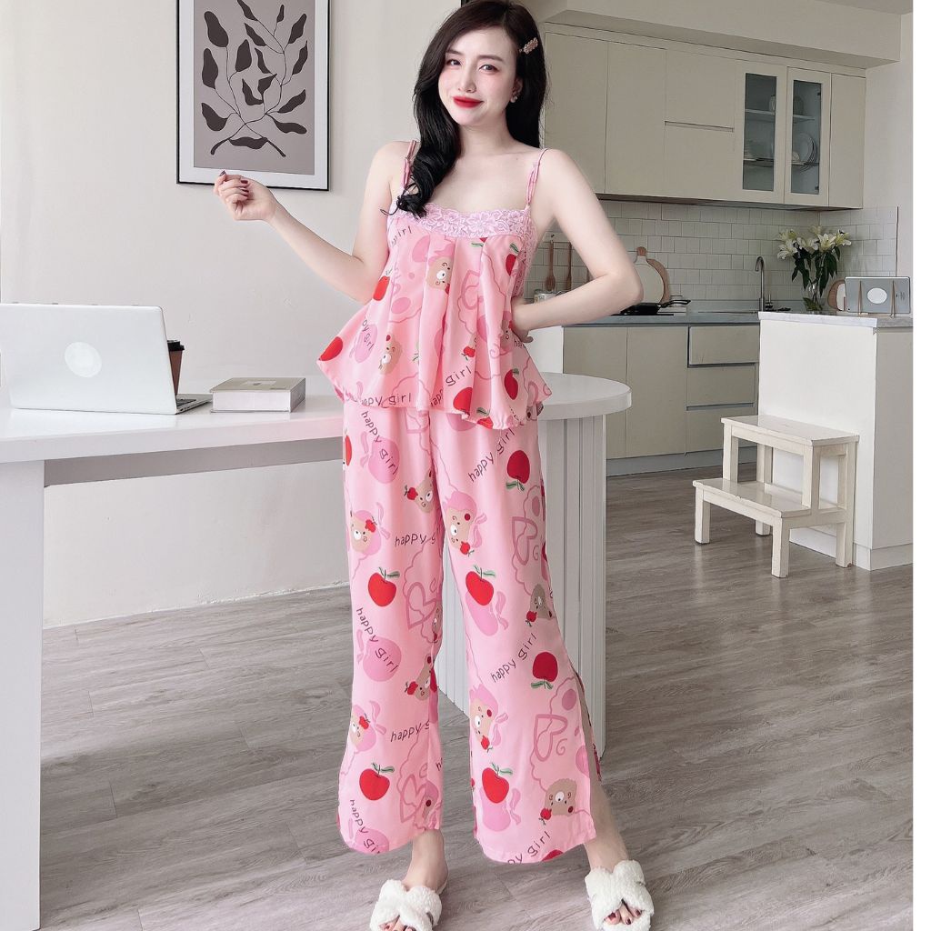 Đồ ngủ nữ Miky, Đồ ngủ sexy lụa Mango cao cấp mềm mại xinh xắn < 65KG