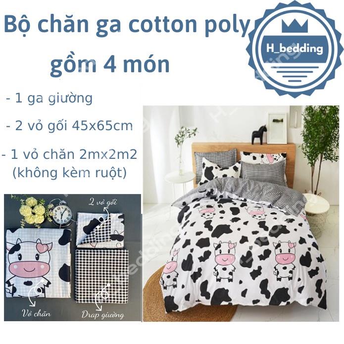 Bộ Chăn Ga Cotton Poly họa tiết đáng yêu,Drap hàn quốc nhập khẩu
