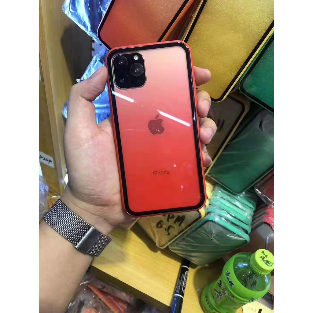 Ốp Ombre lưng meka viền mềm bo 4 góc  iphone 11/ 11pro / 11pro max 6 màu ( đỏ - đen - vàng - hồng -cam -xanh lá)