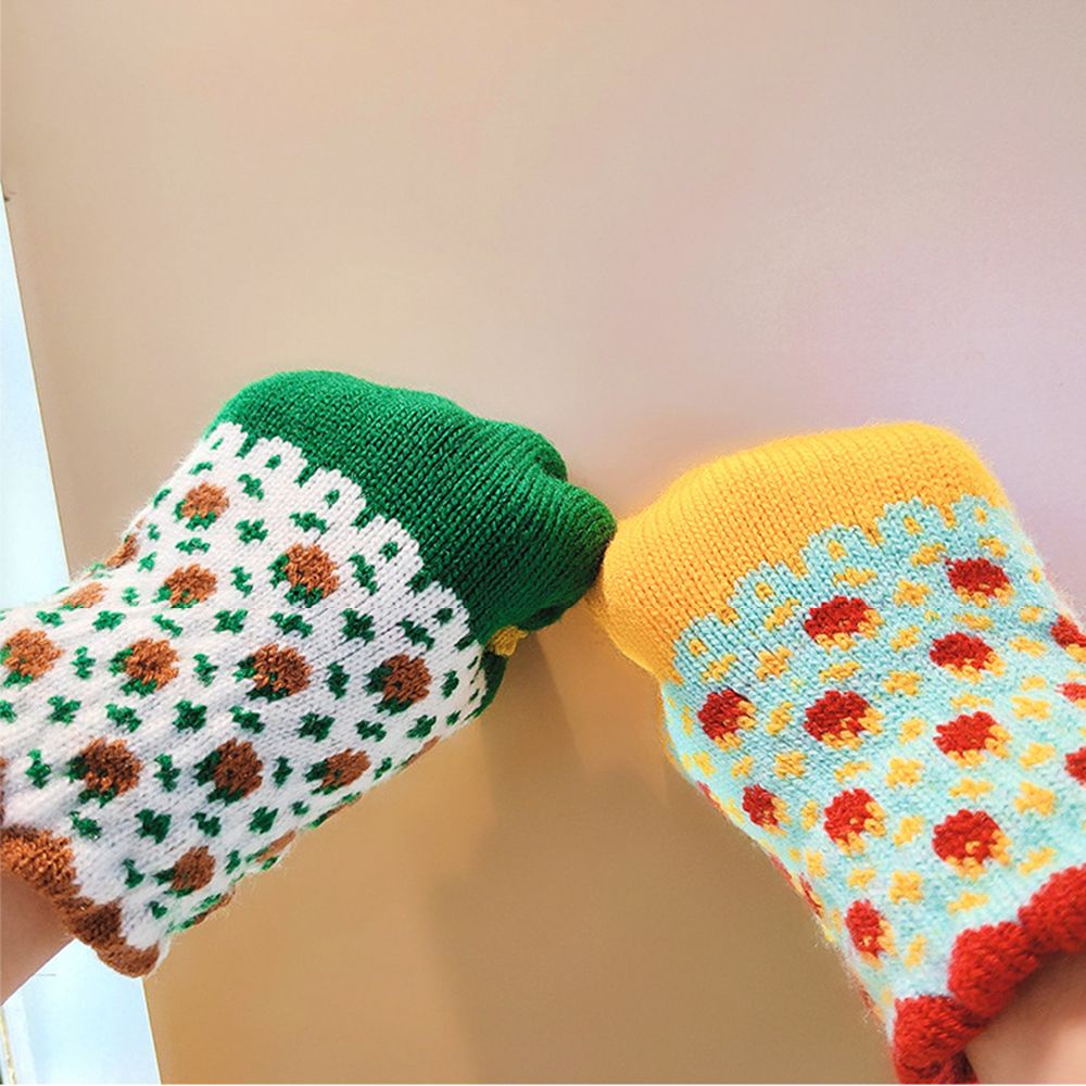 Đôi găng tay trượt tuyết bằng len dệt kim dày dặn co giãn dễ thương có thể dùng màn hình cảm ứng