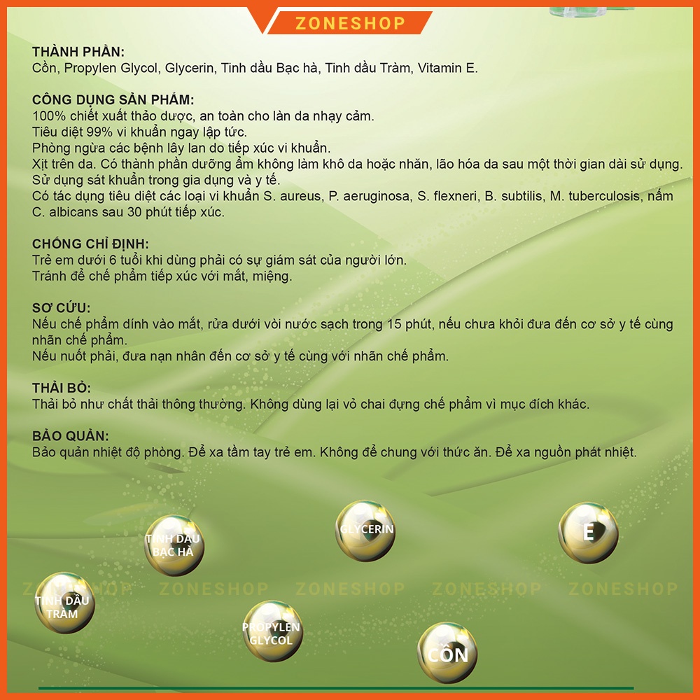 Nước rửa tay Sát Khuẩn Tinh Dầu Dưỡng Ẩm Bảo Linh 100ml - Chiết xuất từ các dược liệu thiên nhiên, an toàn [ZONESHOP] | BigBuy360 - bigbuy360.vn