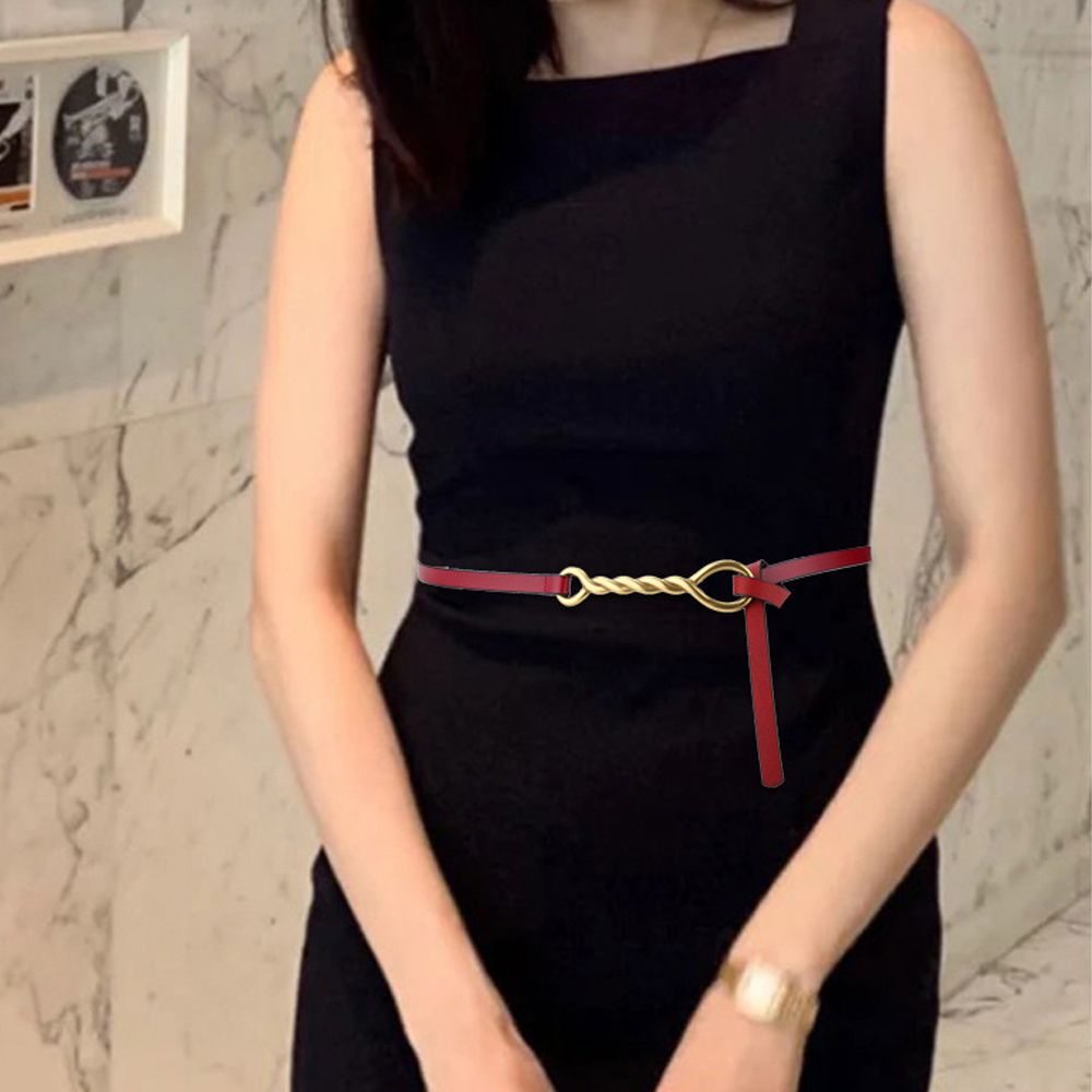 Thắt Lưng Da Pu Khóa Kim Loại Nhiều Màu Sắc Tùy Chọn Phong Cách Vintage Thanh Lịch Cho Nữ