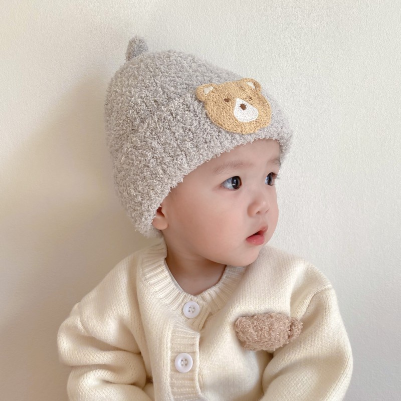 Mũ Len Dệt Kim Dày Dặn Giữ Ấm Thời Trang Xuân Thu Dành Cho Bé