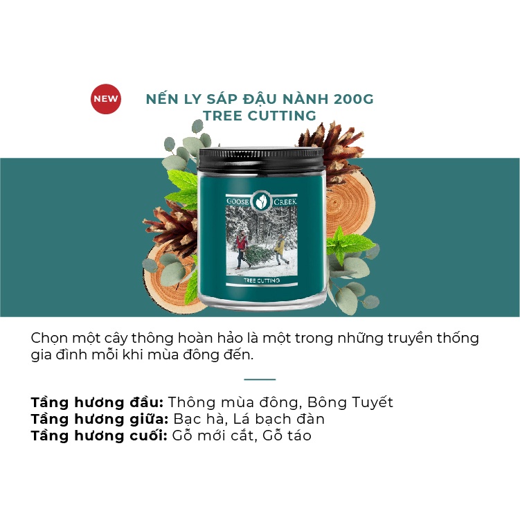 Nến Ly Sáp Đậu Nành Goose Creek 7oz - 200g - Tree Cutting