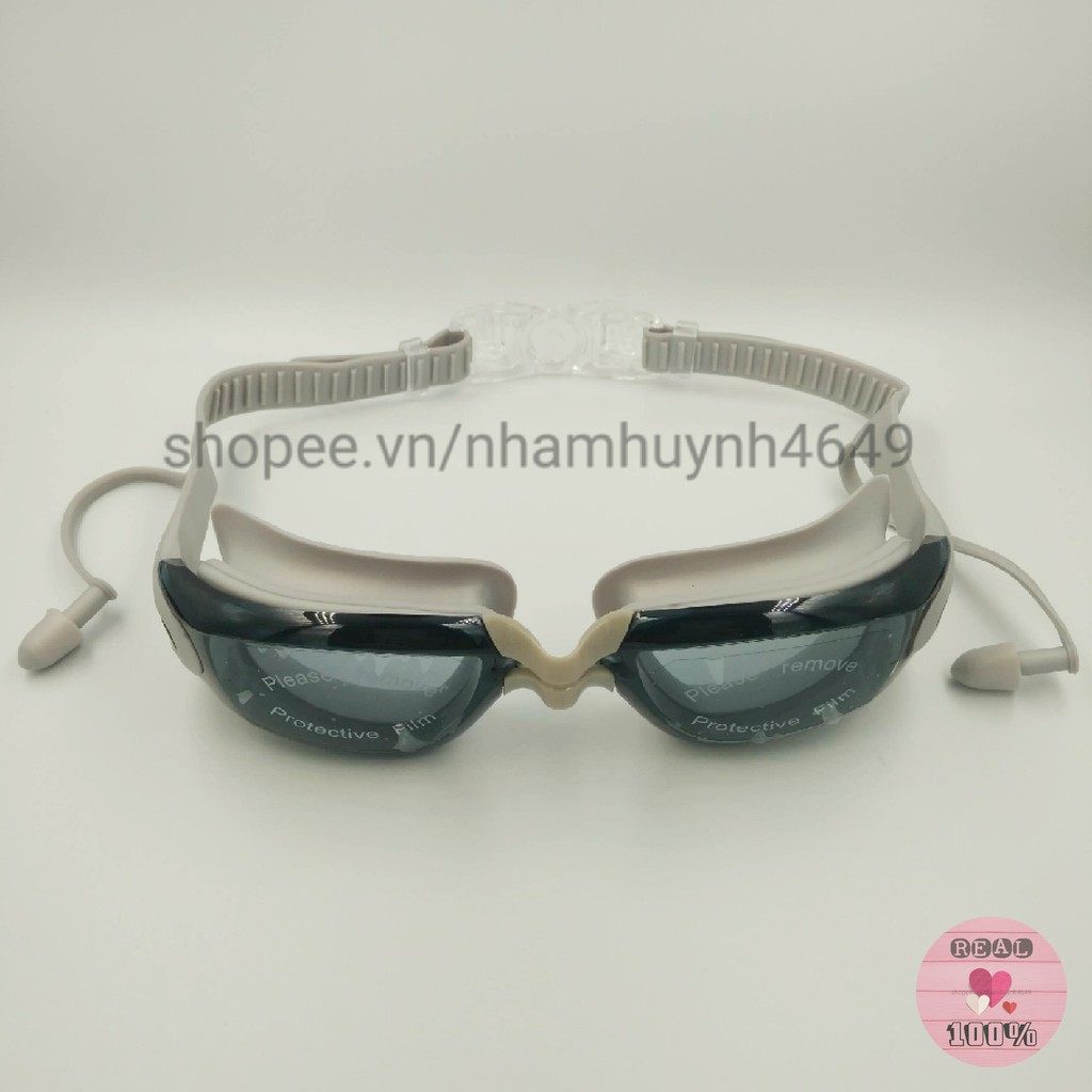 Kính bơi người lớn SPORT chất lượng dính liền nhét tai - Hình thật 100%