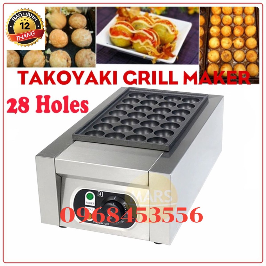 Máy làm bánh bạch tuộc, bánh takoyaki công nghiệp 28 lỗ